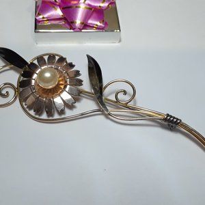 Antique Faux Pearl GoldFilled 925 VanDell Pin13008